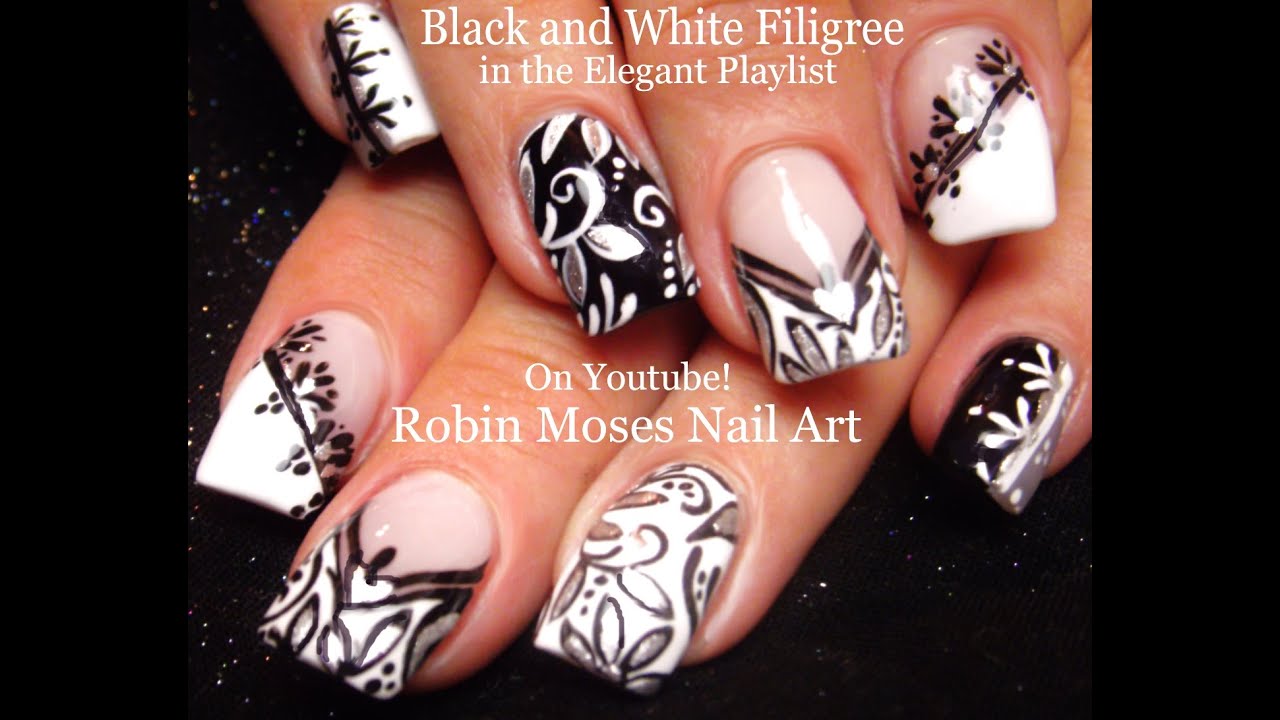 Nail Art | Black and White Nails! | Mix and Match Filigree Nail Design Tutorial!