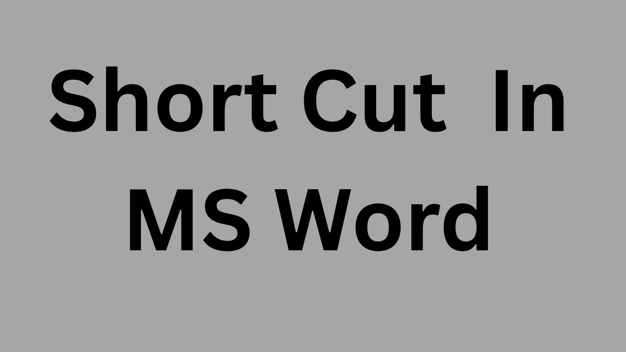 Short Cut MS Word | Method Of Short Cut In MS Word | Keys To Short Cut In MS Word |