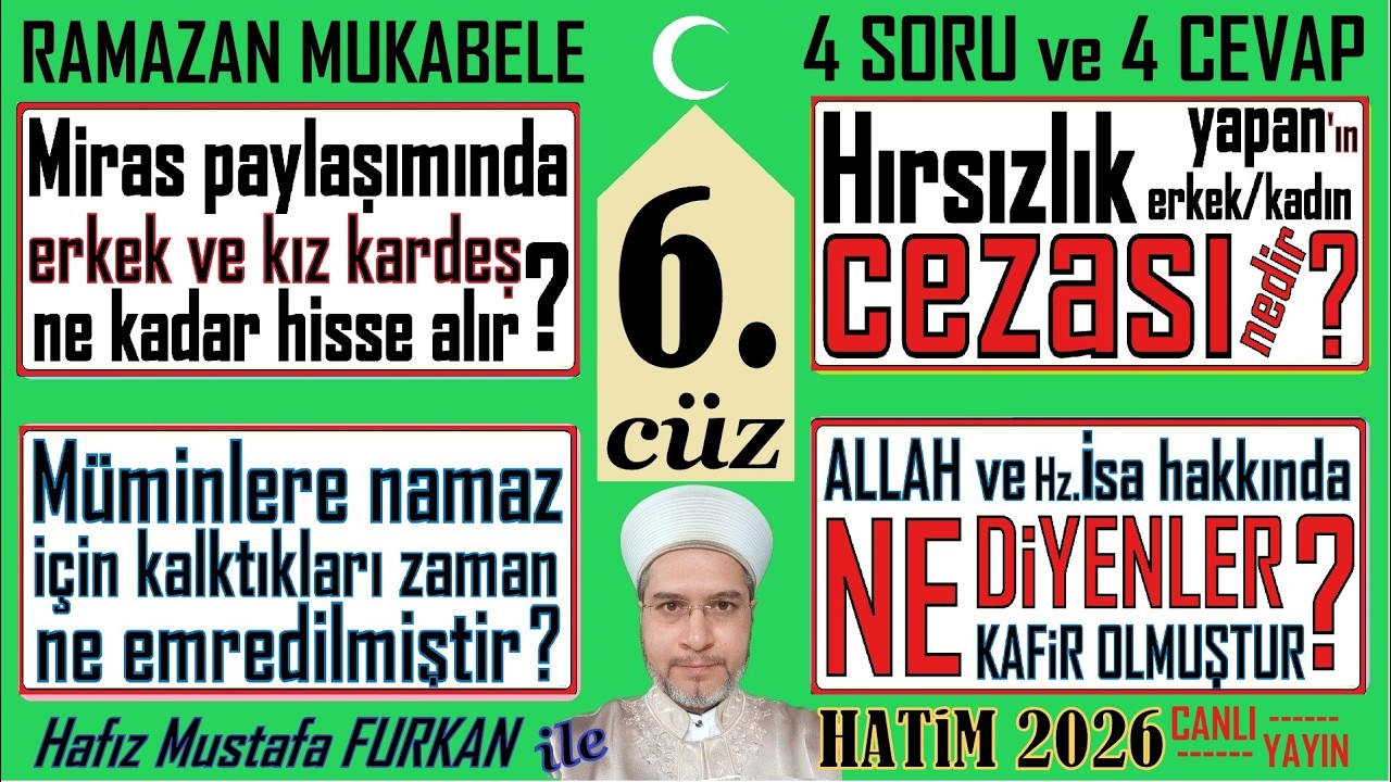 #kuran #mukabele 6.CÜZ TİLAVET sayfa takipli ve 4 soru 4 cevap #kuranmeali