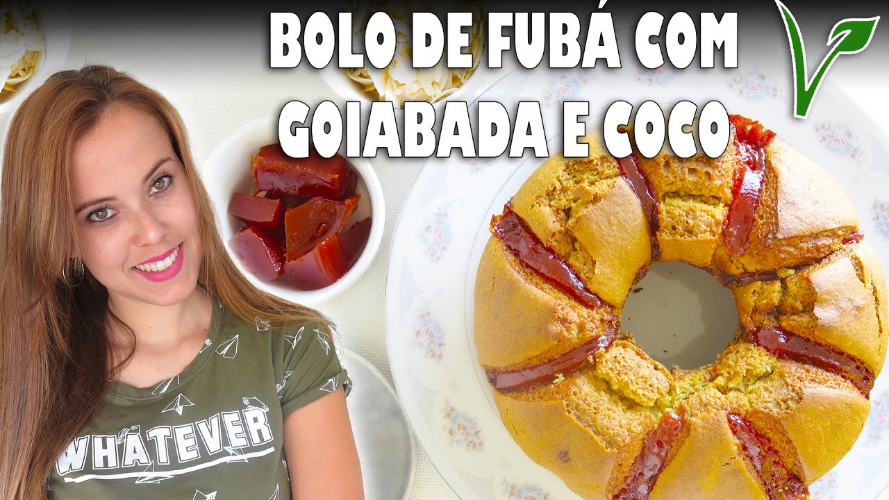 BOLO FUBA COM GOIABADA E COCO VEGANO