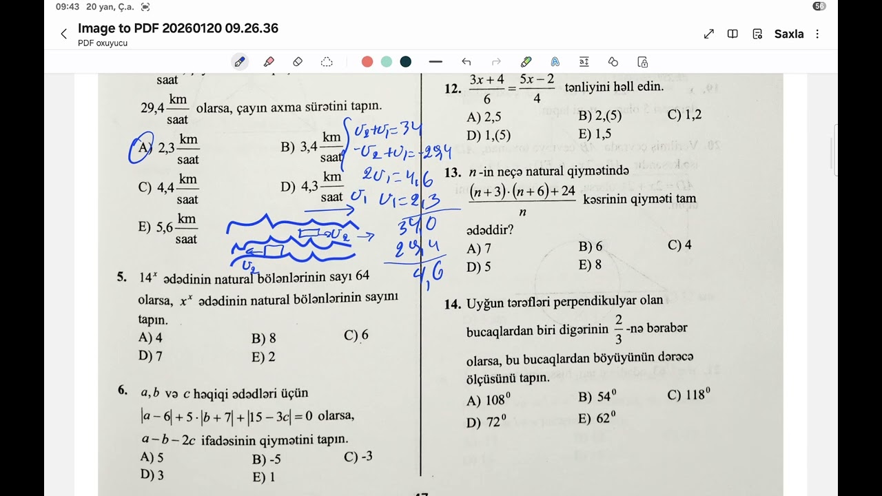 9-cu sinif / Movzu sınağı 5 / B variantı / MHM