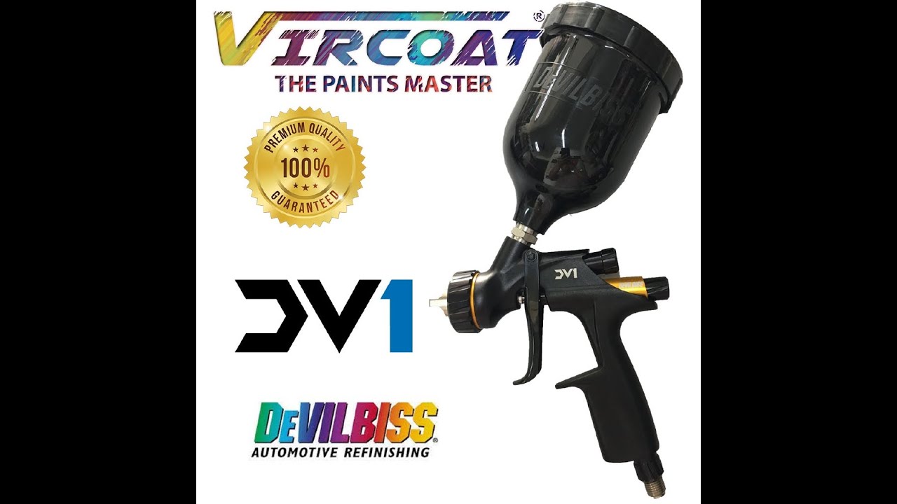 DeVilbiss Clearcoat Gravity Spray Gun DV1 with DV1 C1 PLUS Air Cap