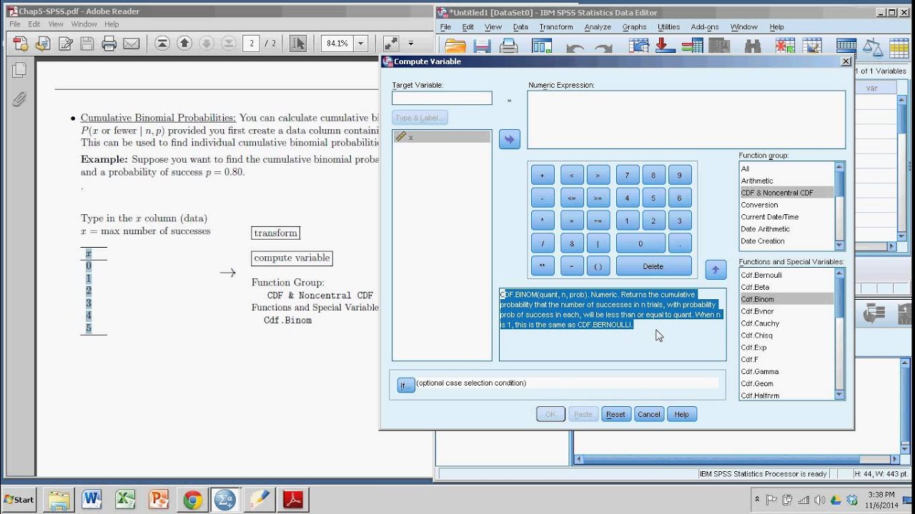 Calculating Cumulative Binomial Probabilities with SPSS