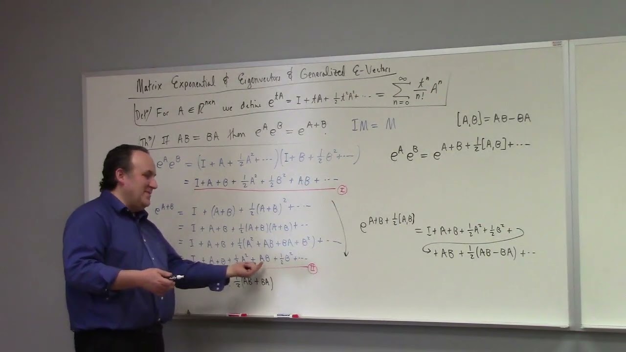 Differential Equations: matrix exponential, generalized e-vectors, k-chains, Cayley Hamilton, 3-4-26