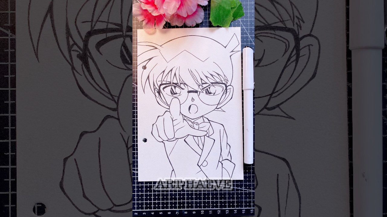 Inking detective Conan sketch✨ #shorts #detectiveconan #conan #drawinganime #イラスト