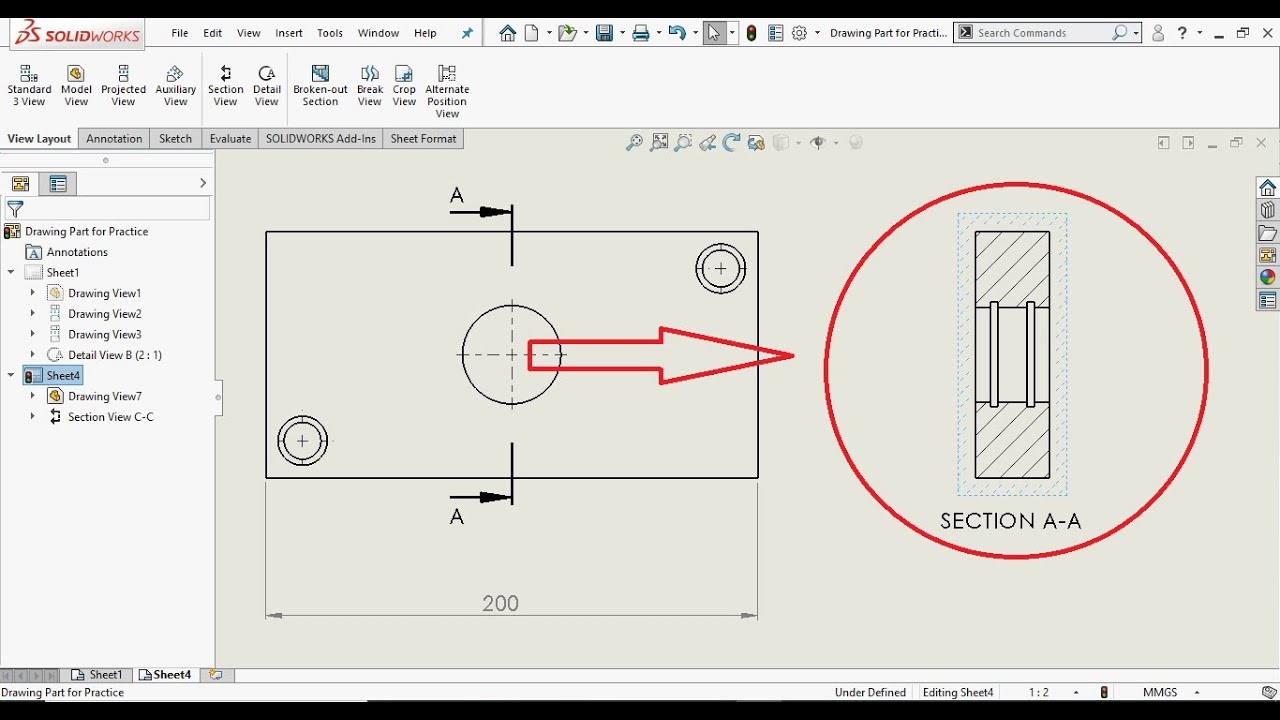 How to Make Section View in SolidWorks Drawings