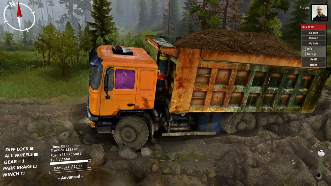 Chinese dump truck carrying dirt | Spintires