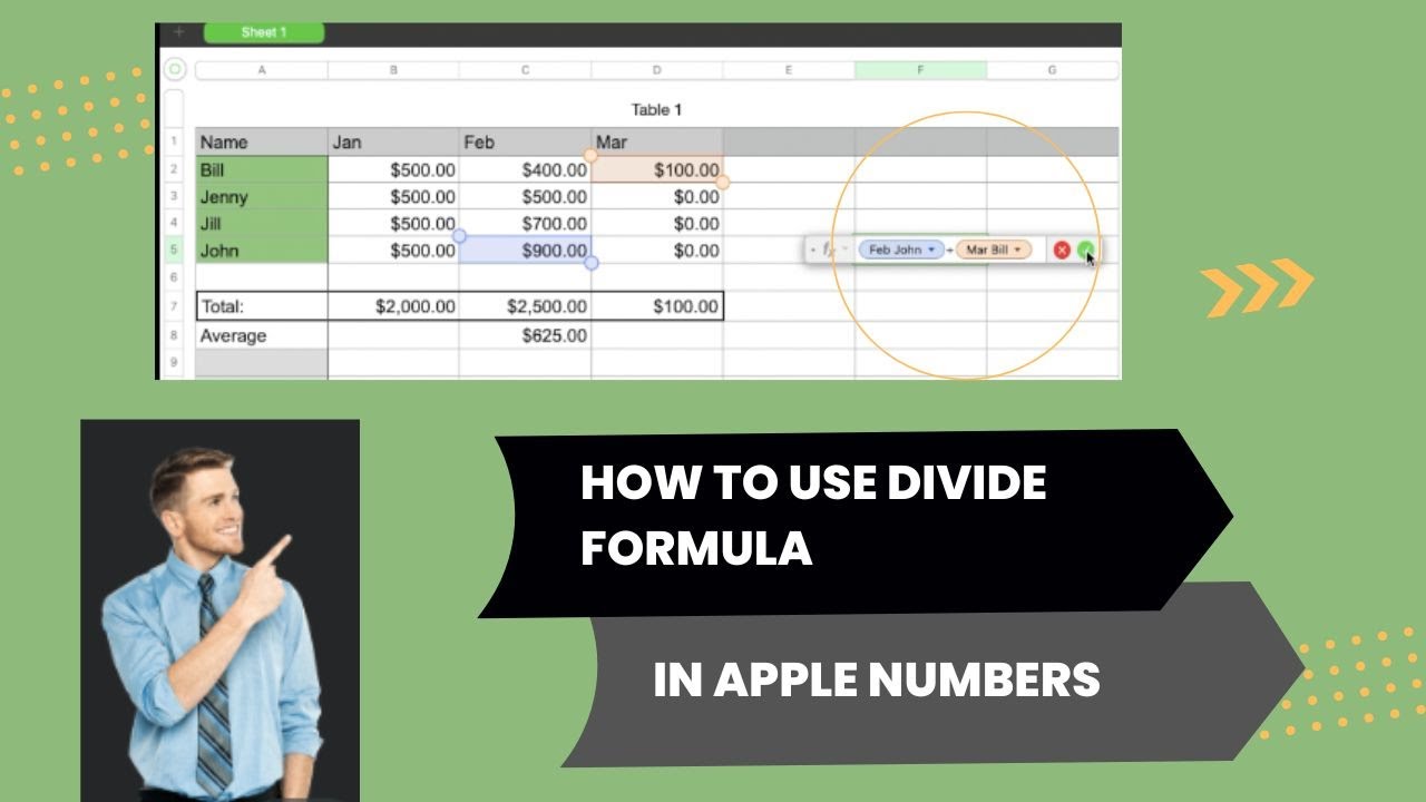 Как использовать формулу деления для ячеек в Apple Numbers