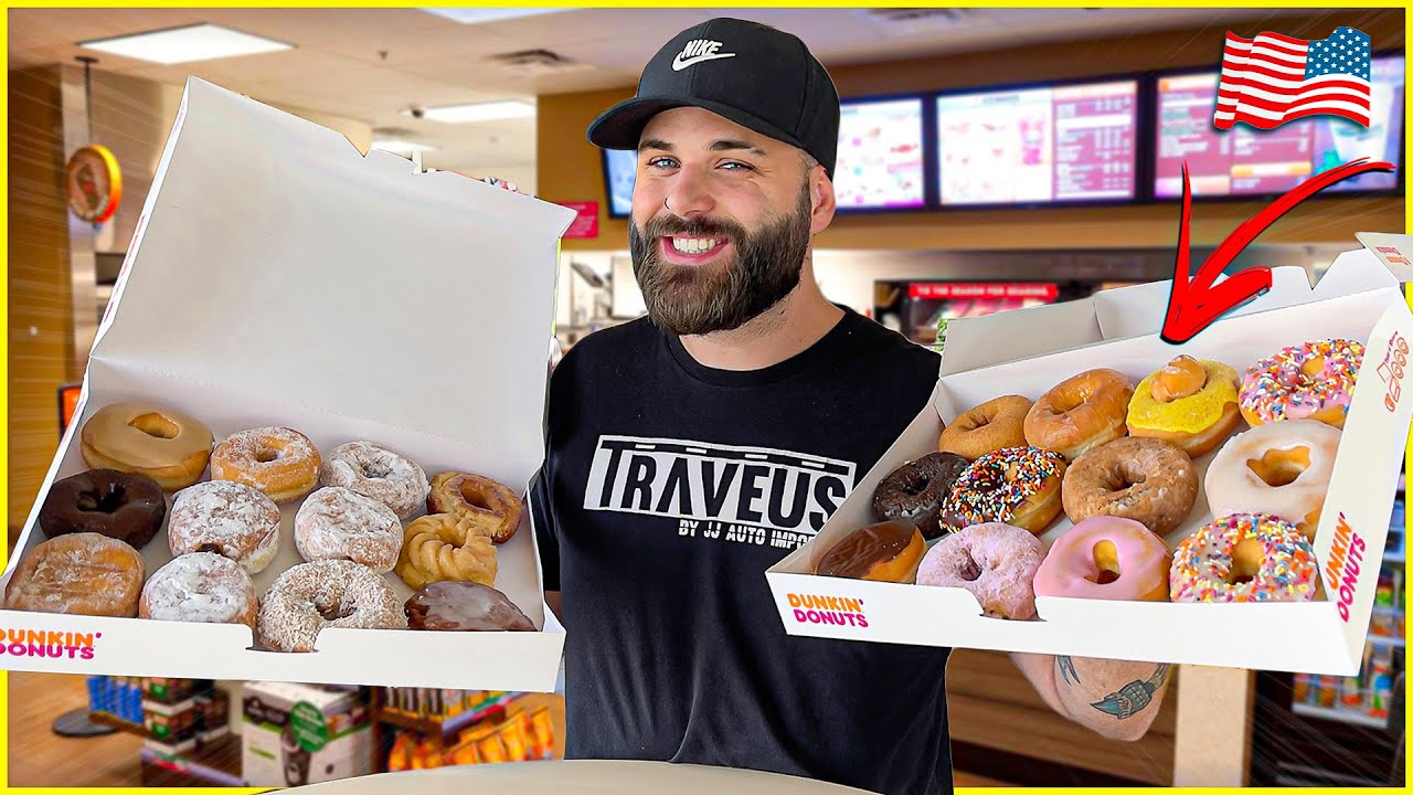 PROVANDO O DUNKIN DONUTS DOS ESTADOS UNIDOS A ROSQUINHA MAIS FAMOSA DOS EUA