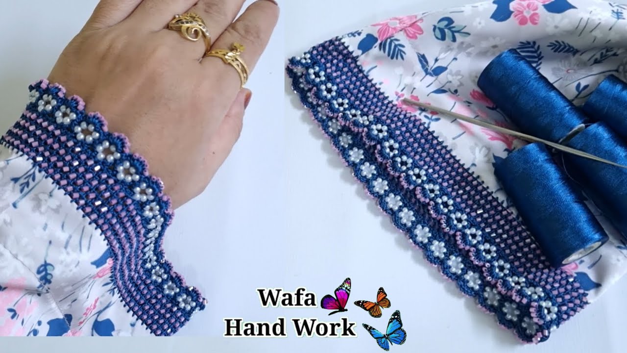 Most Beautiful crochet Embroidery lace Designs For dress, Dupatta, saree, border Tutorial ❤️