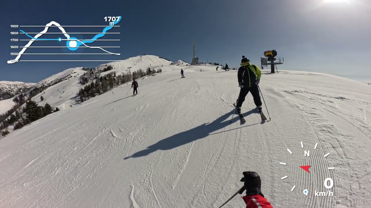 Skiing, Krvavec, Slovenia, red slopes 18, 18b, 5, 1