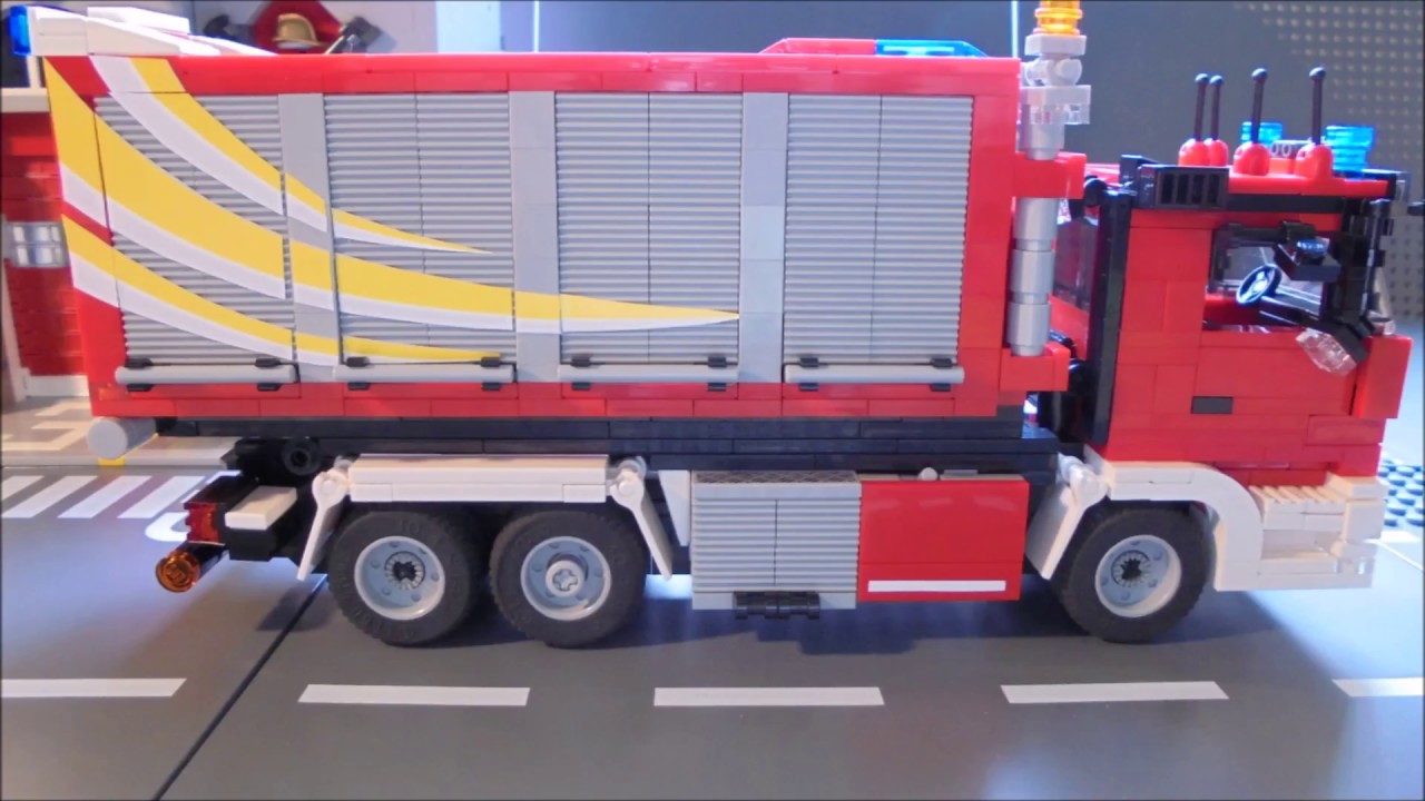 Lego Feuerwehr Crailsheim Wechselladerfahrzeug AB Gefahrgut / Hooklift Truck / Hazmat Unit