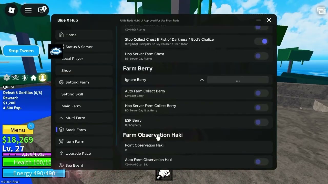 [blue x hub] NEW UPDATE BLOX FRUIT SCRIPT UPDATE 2026 | AUTO  FARM AND MORE