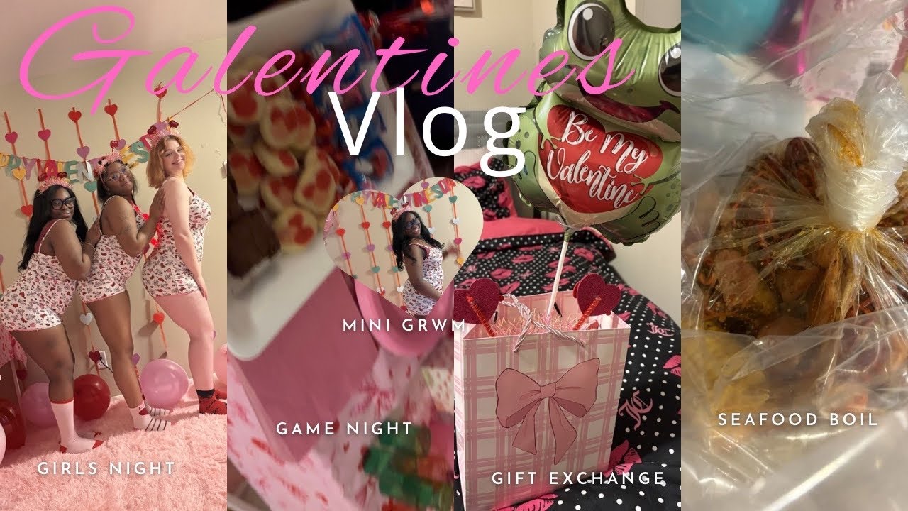 Daily Diaries🎀: Galentines vlog 🌹💘, girls night, gift exchange, games, seafood boil, etc.♡