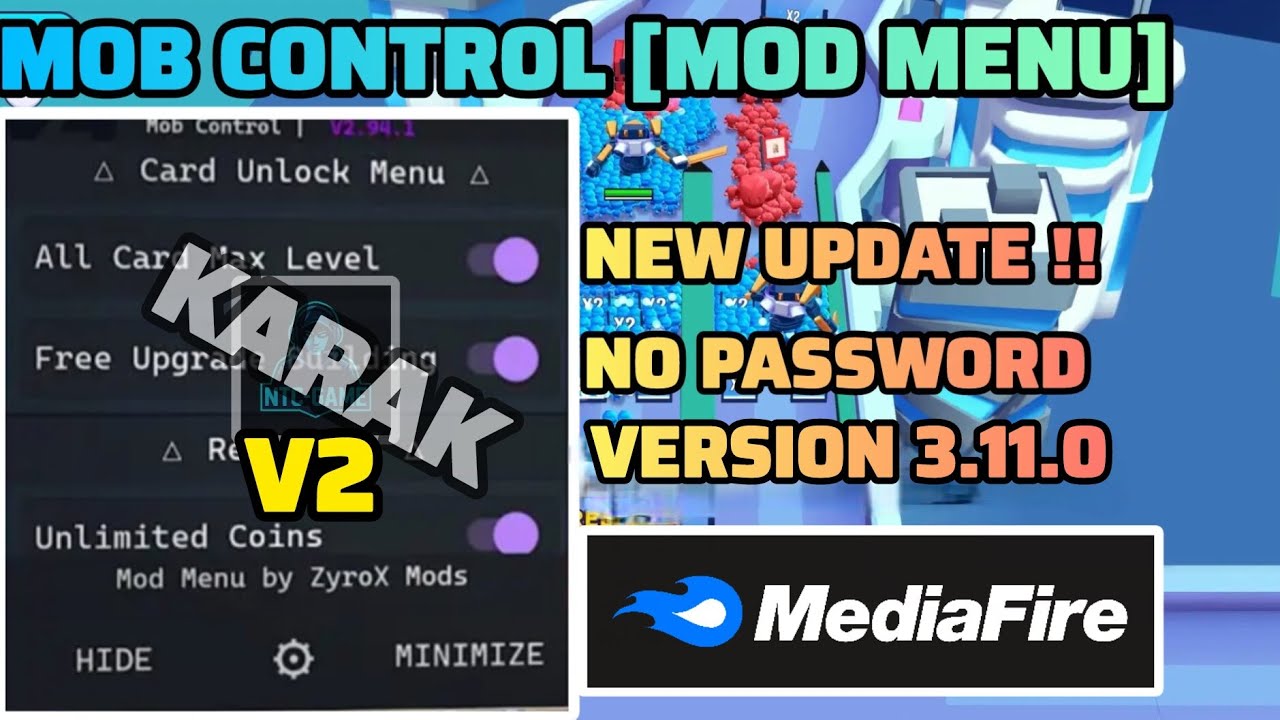 [UPDATE] Mob Control Mod Menu v3.11.0 (v2) | Unlimited Money & Skip Cards || KARAK