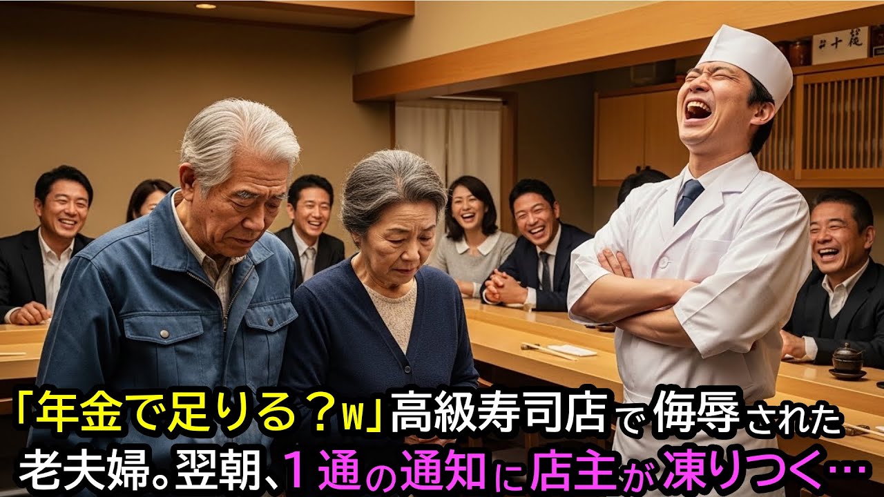 「年金で足りる？w」高級寿司店で侮辱された老夫婦。翌朝、１通の通知に店主が凍りつく…