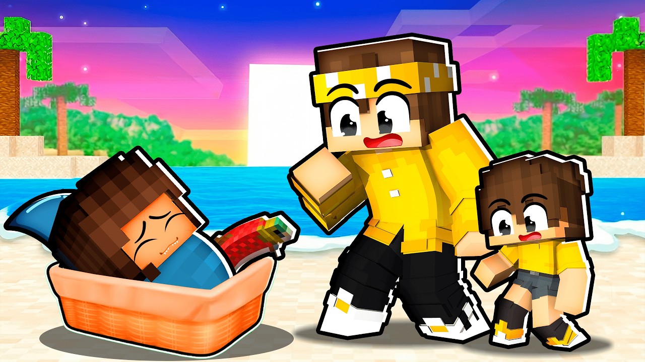 ADOTEI um BEBÊ GAROTA TUBARÃO no Minecraft!