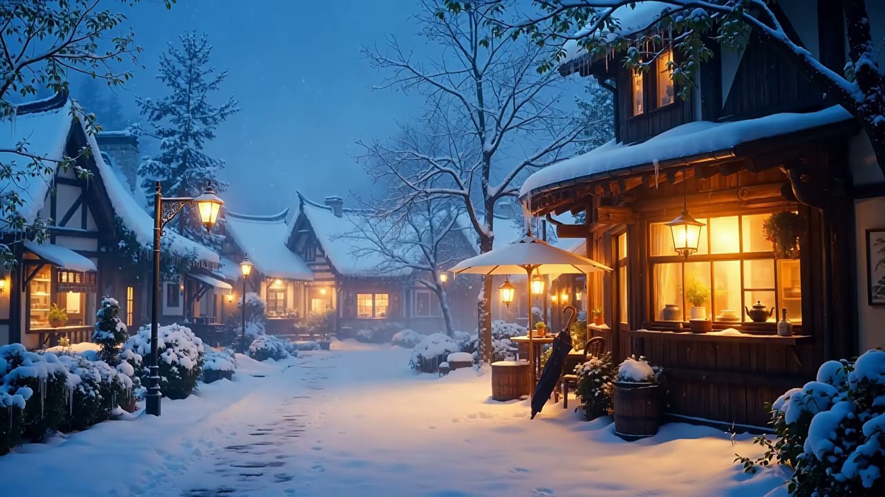 MAGICAL Snowy Night In A Quiet Village With RELAXING Music