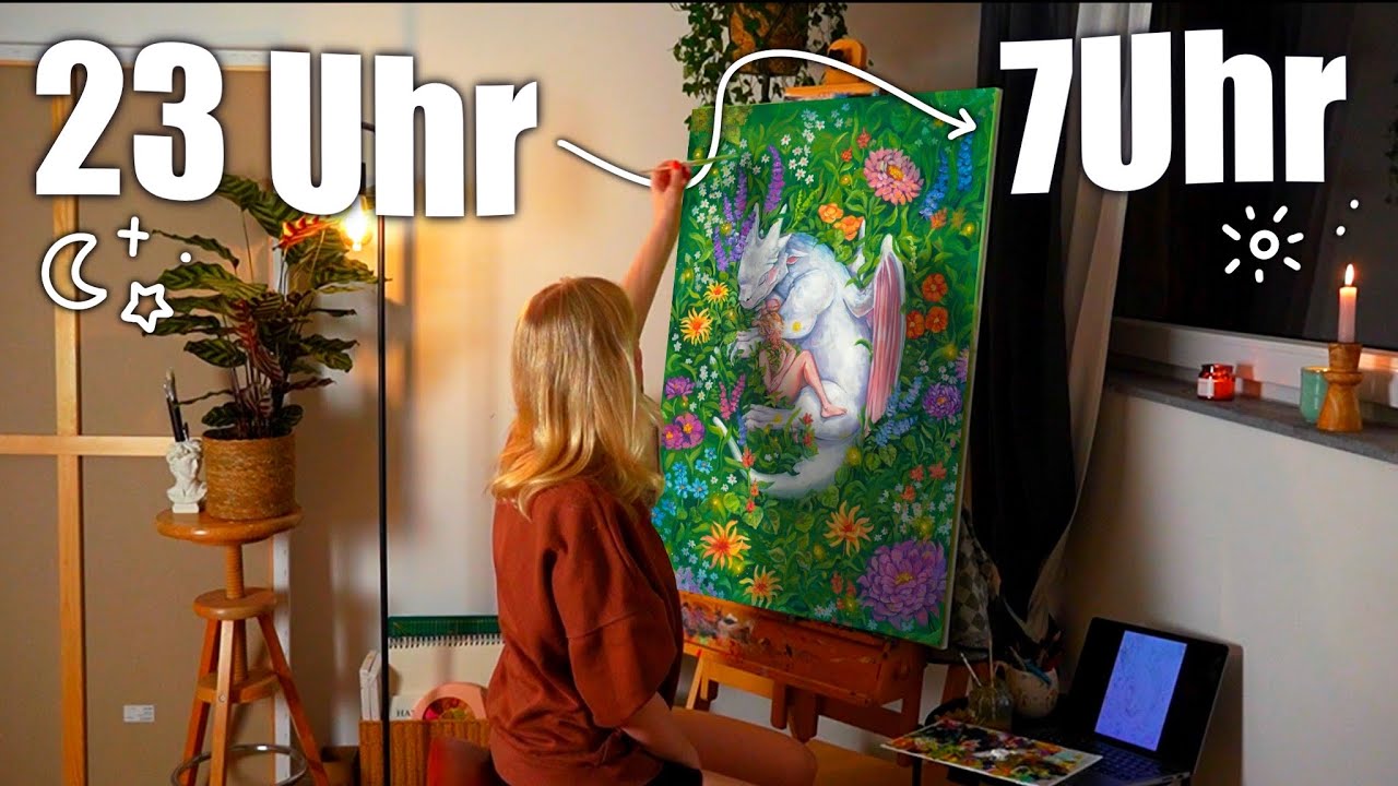 Die ganze Nacht malen für mein letztes großes Gemälde dieses Jahr! // Paint with me
