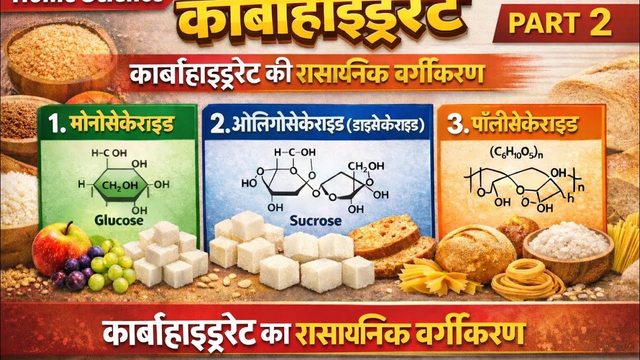 Home science पोषण(UP TGT PGT Bhai STET & 4'O) कार्बोहाइड्रेट का रासायनिक वर्गीकरण डlइसैकेराइड 