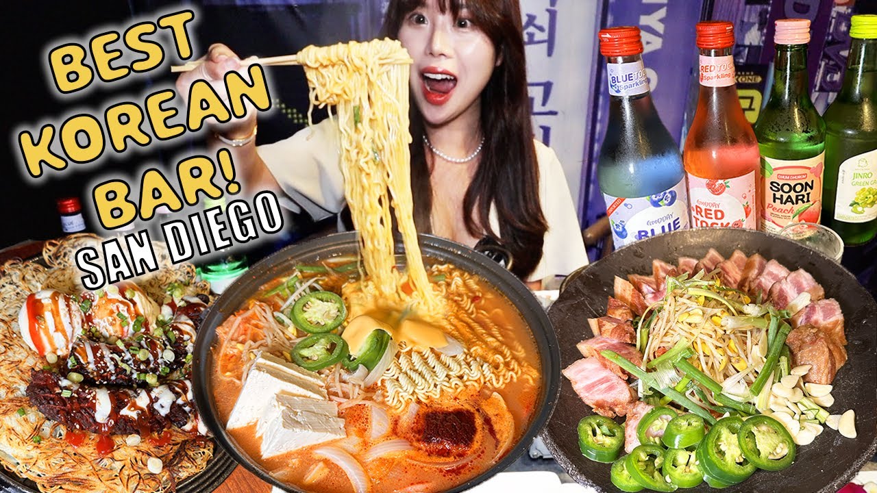 BEST Korean Bar in SAN DIEGO! Korean Food & Sushi MUKBANG 먹방 at Zzan Sushi & Soju in San Diego
