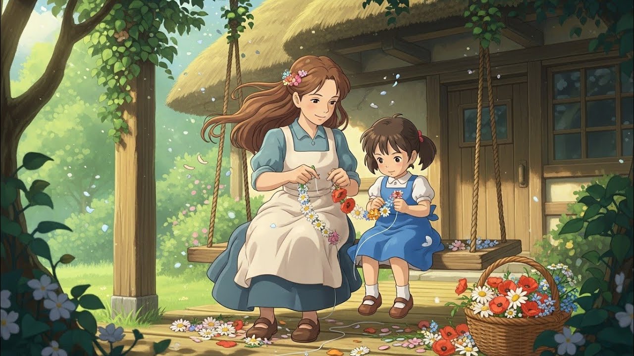 A Quiet Day of Garland Making🌼🌺🌷 | Gentle River Life | Ghibli-Style | The Silent Shelter