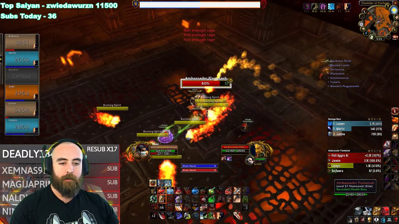 Bajheera - INSANE BRD RUN: 3 Rare Trinket Drops! :D - WoW Classic Arms Warrior