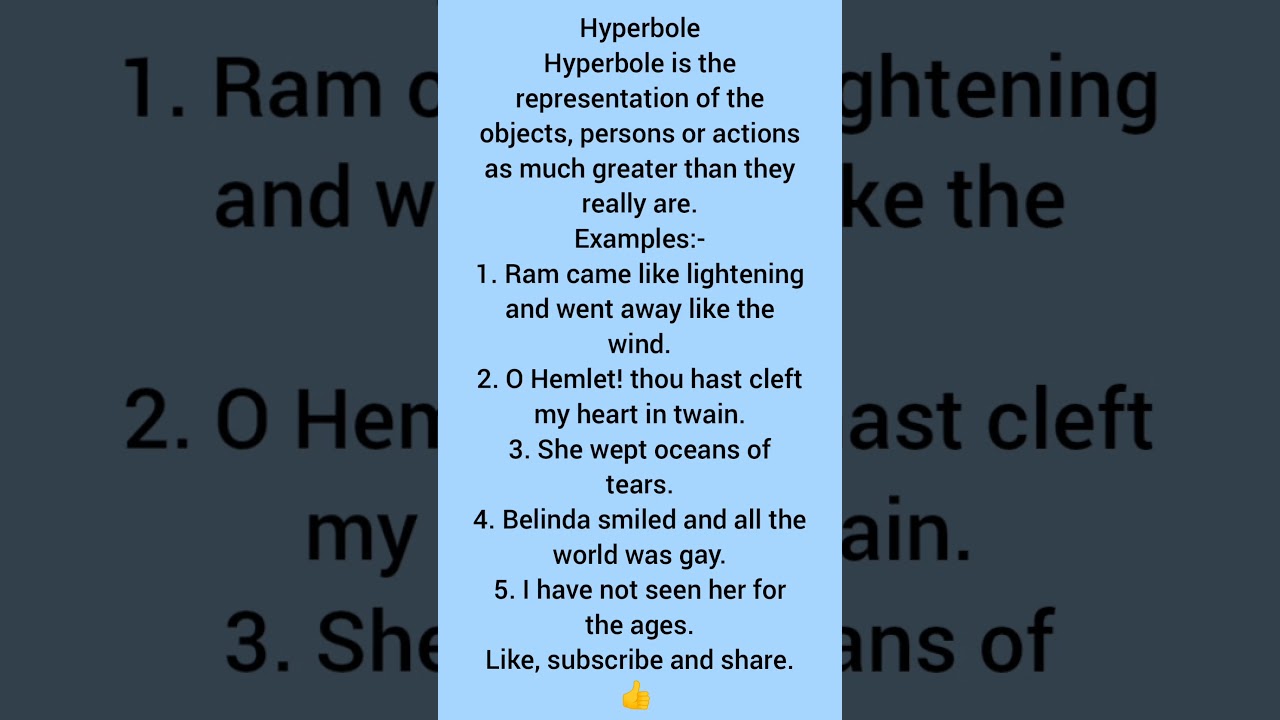 Hyperbole Figure of speech with examples.