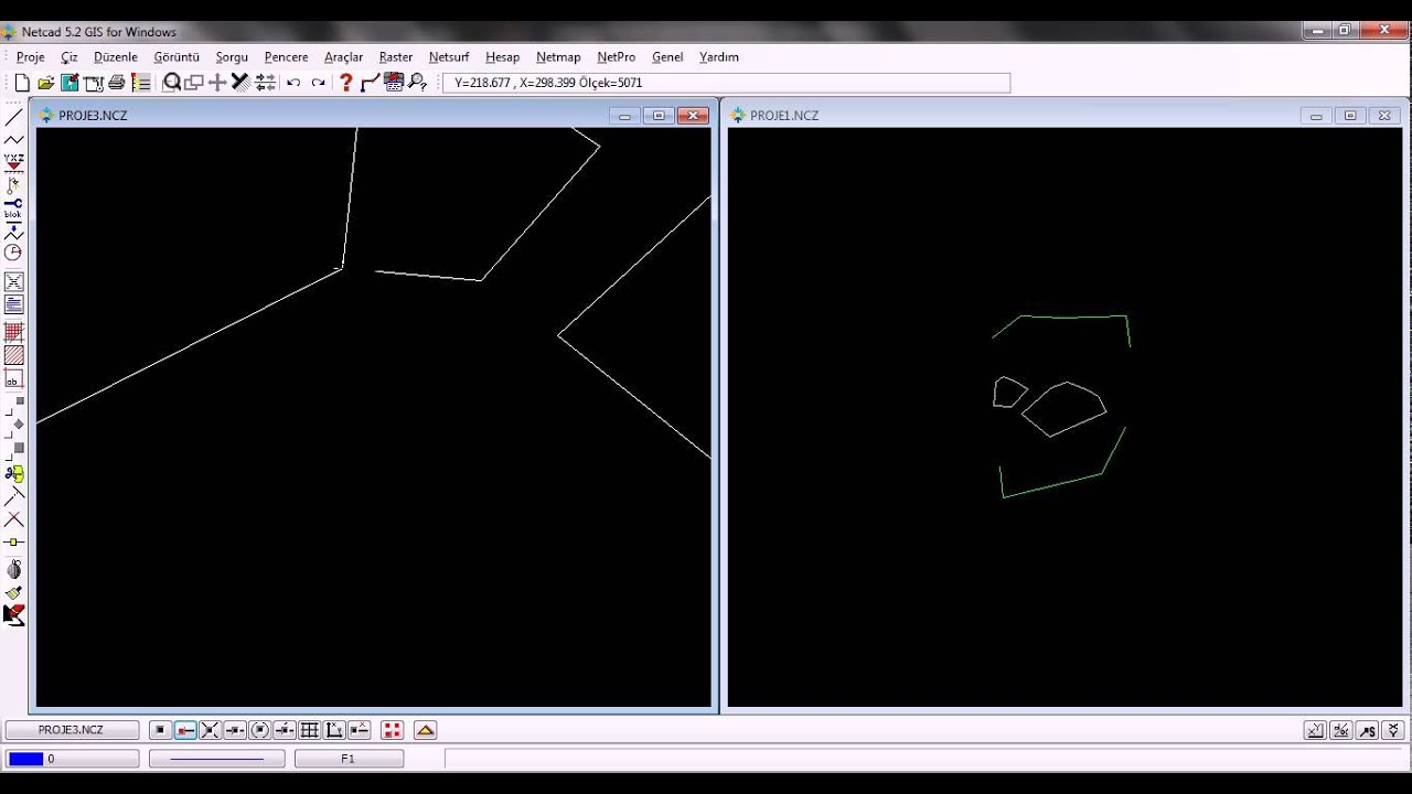 netcad GIS programında, seçilen objelerin aynı koordinatlar ile başka projeye aktarımı