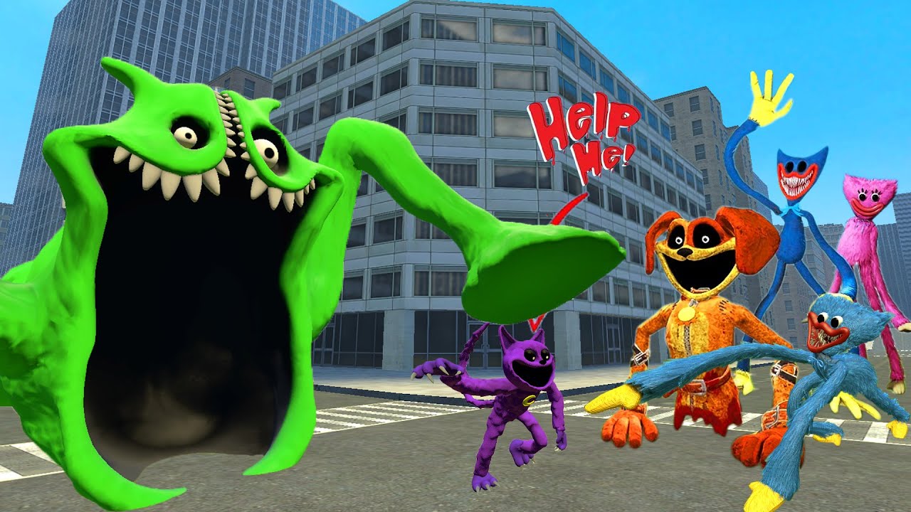 NEW I BECOME ROBLOX HUNGRY WORM 3 SEA EATER VS HUGGY WUGGY FROM POPPY PLAYTIME TAKES THE CITY | Gmod