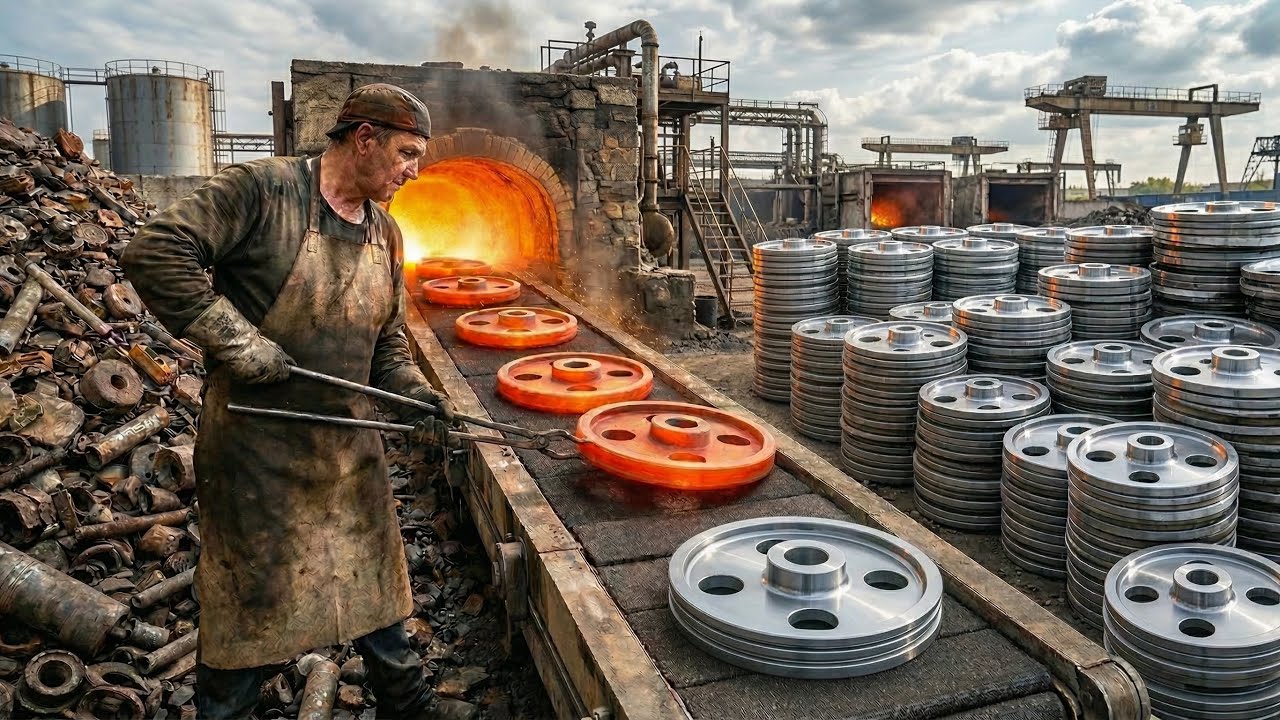 Cast Iron V-Belt Pulley Manufacturing | From Metal Scrap to Power Wheel