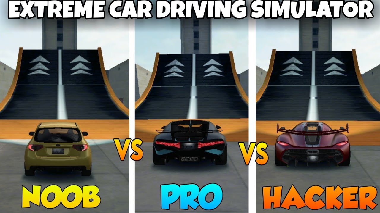 NOOB vs PRO vs HACKER extreme car driving simulator || Mega ramp challenge || UNSTOPPABLE GAMING ❤️