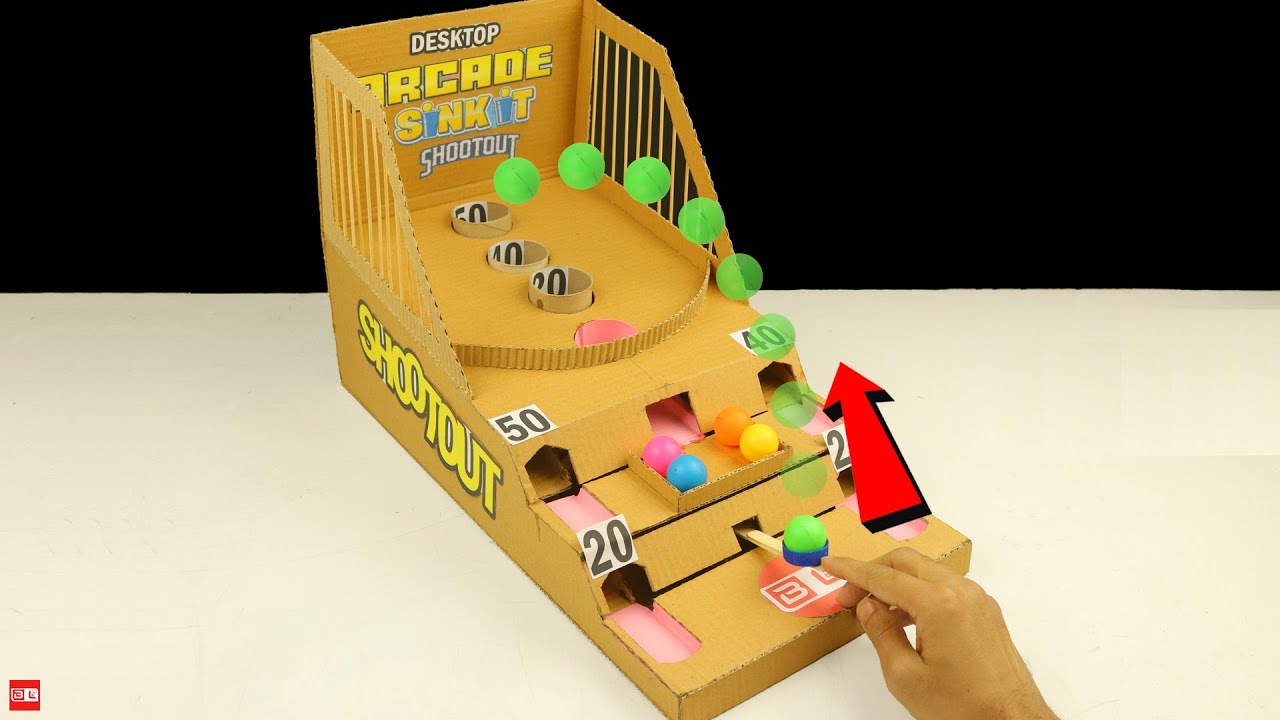 How to make Shootout Arcade Board Game using Cardboard