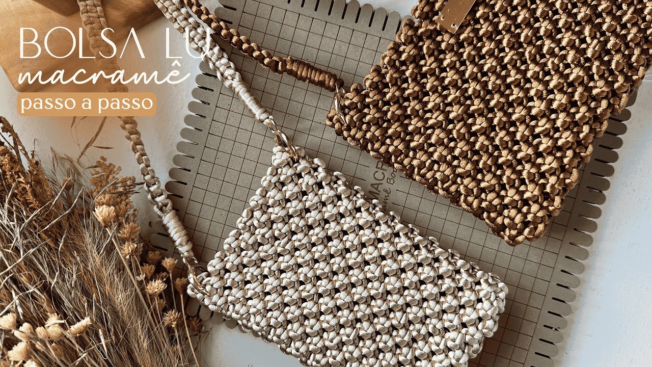 BOLSA LU | porta-celular/baguete SEM FRANJAS | MACRAMÊ TUTORIAL para Iniciantes | passo a passo