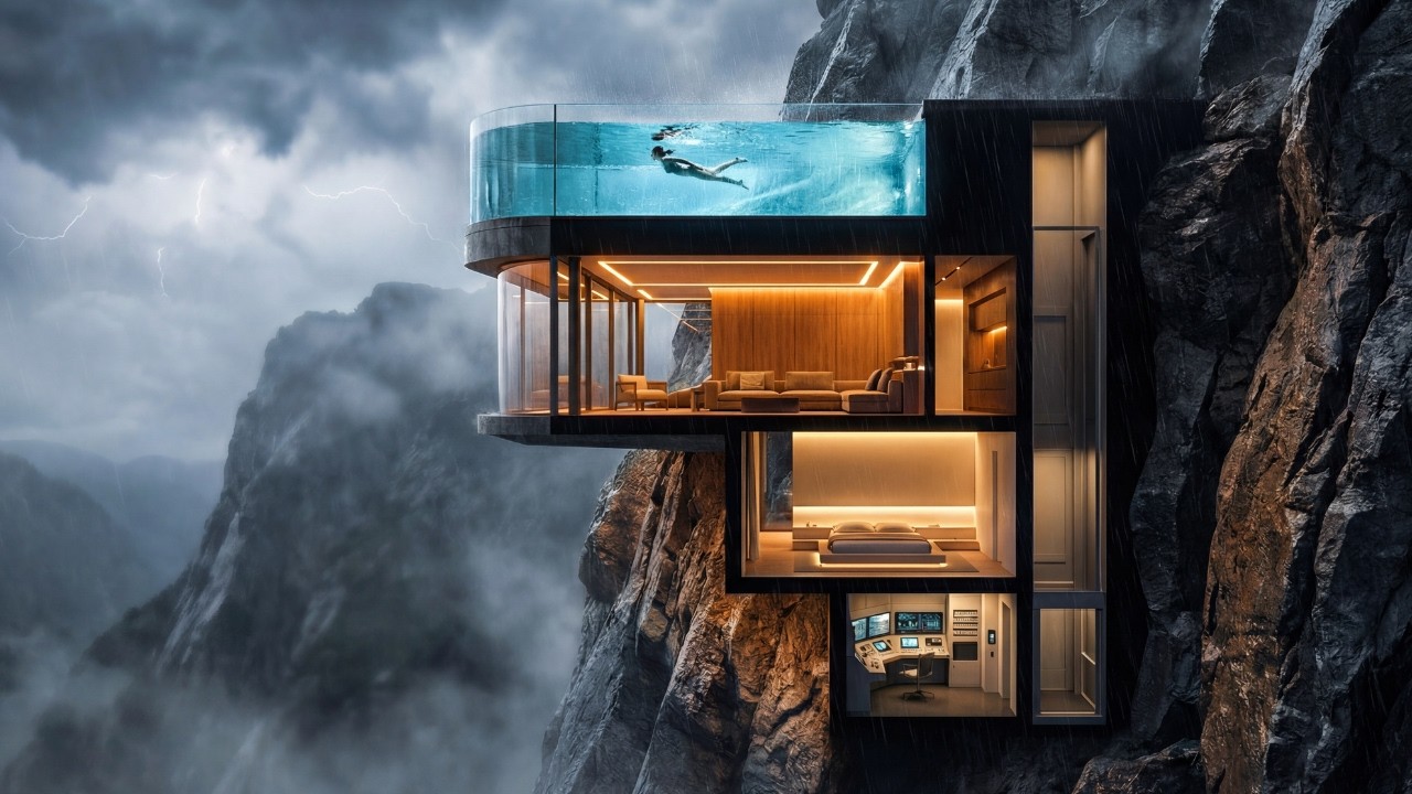 He Built a Secret House Inside a Mountain Cliff (ASMR) | Hidden Vertical Rock Shelter – Full Build