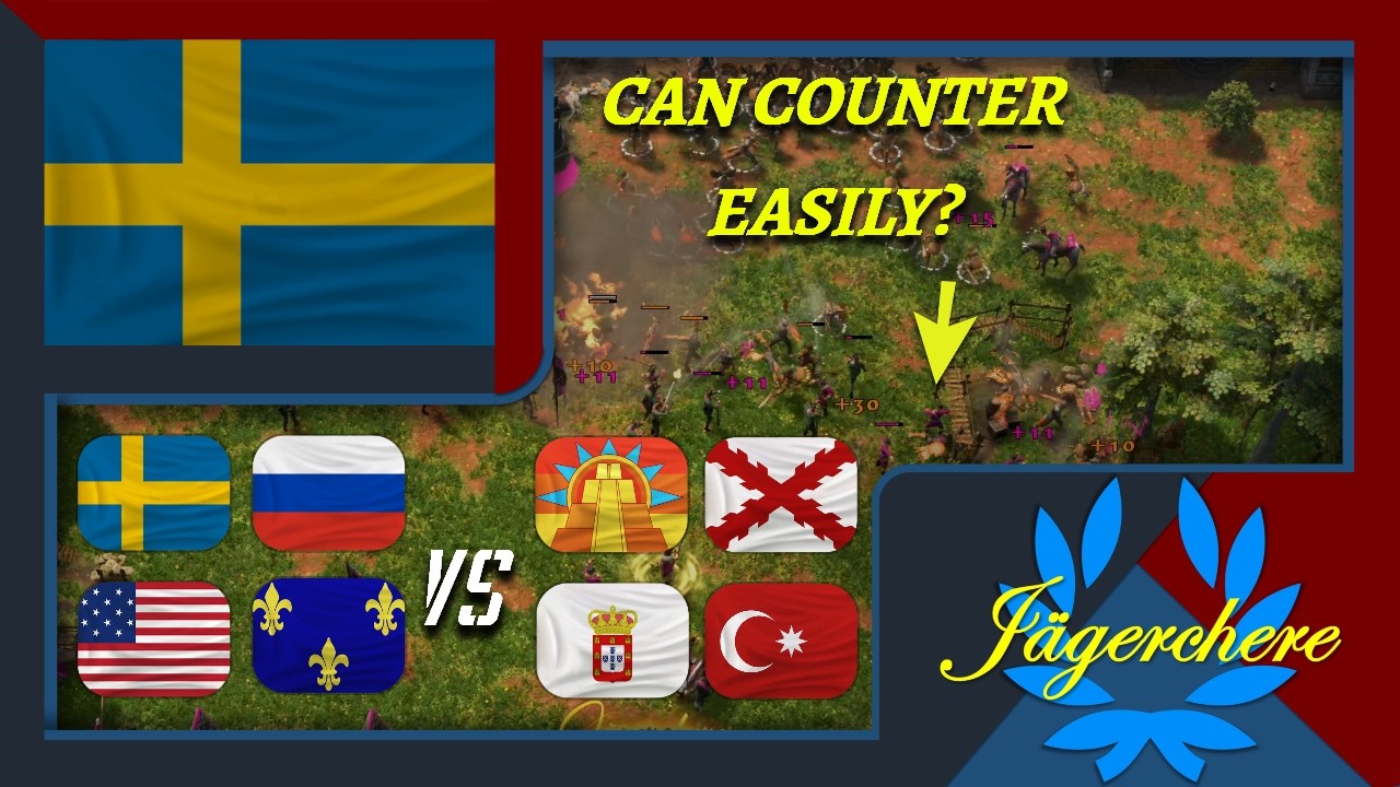 Only Need 2 Units VS Aztecs | 4v4 Treaty with Sweden | AOE III: DE