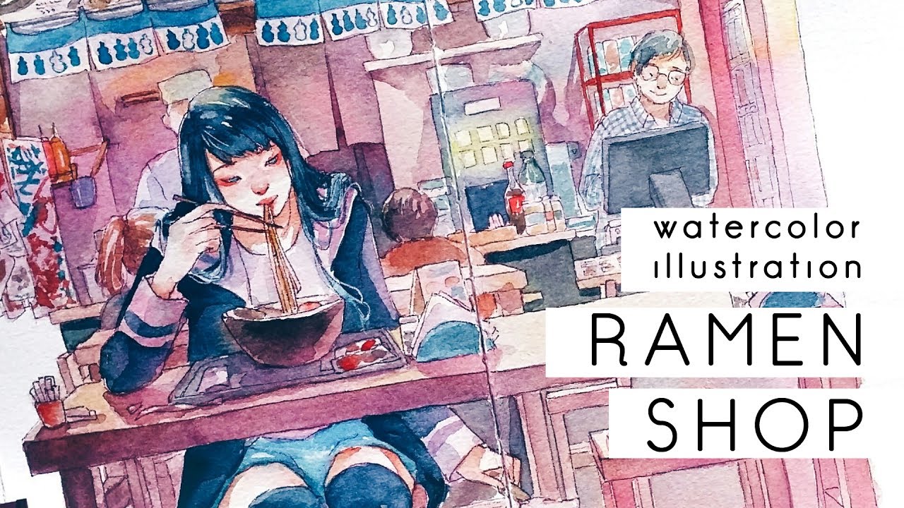 RAMEN SHOP -Watercolor illustration-