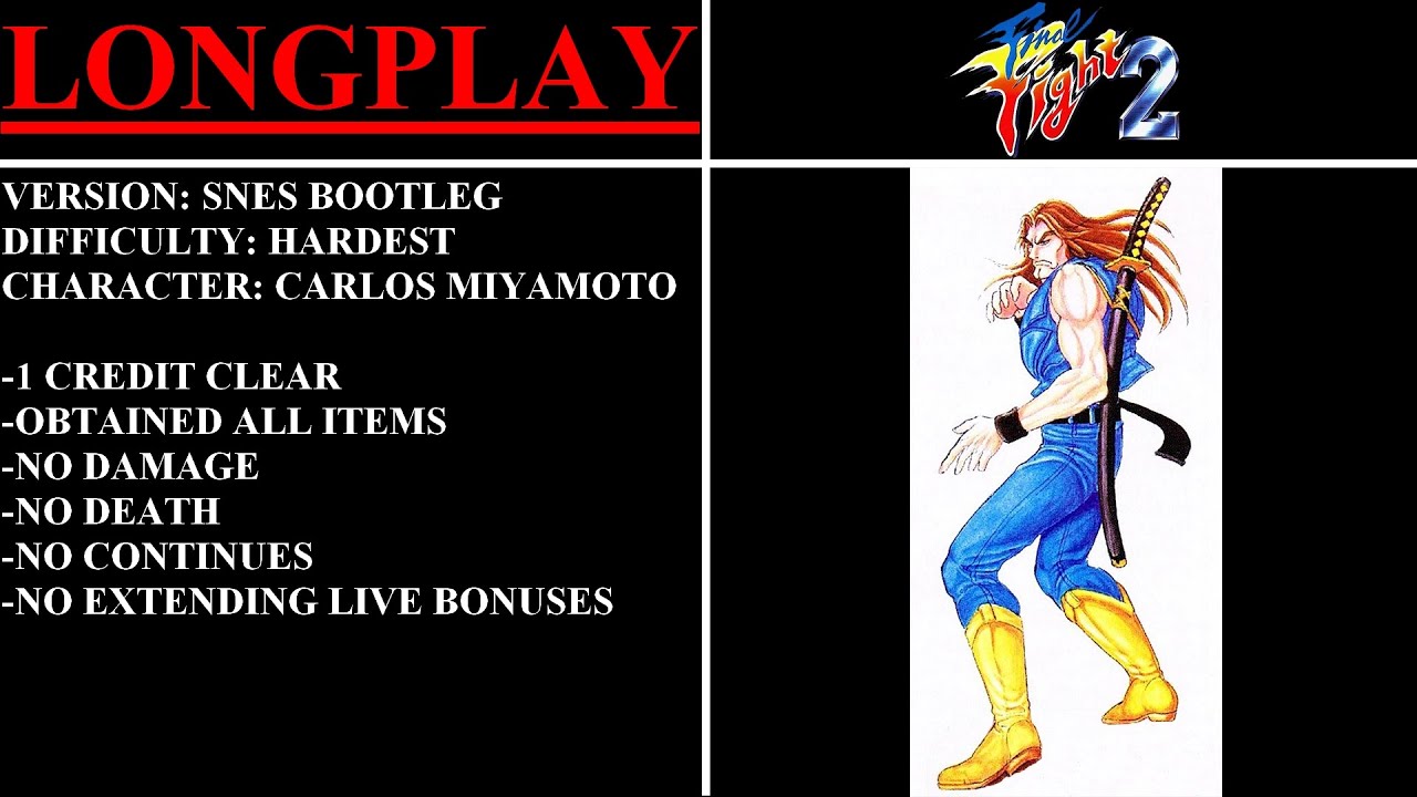 Final Fight 2 [SNES Bootleg] (Arcade) - (Longplay - Carlos Miyamoto | Hardest)