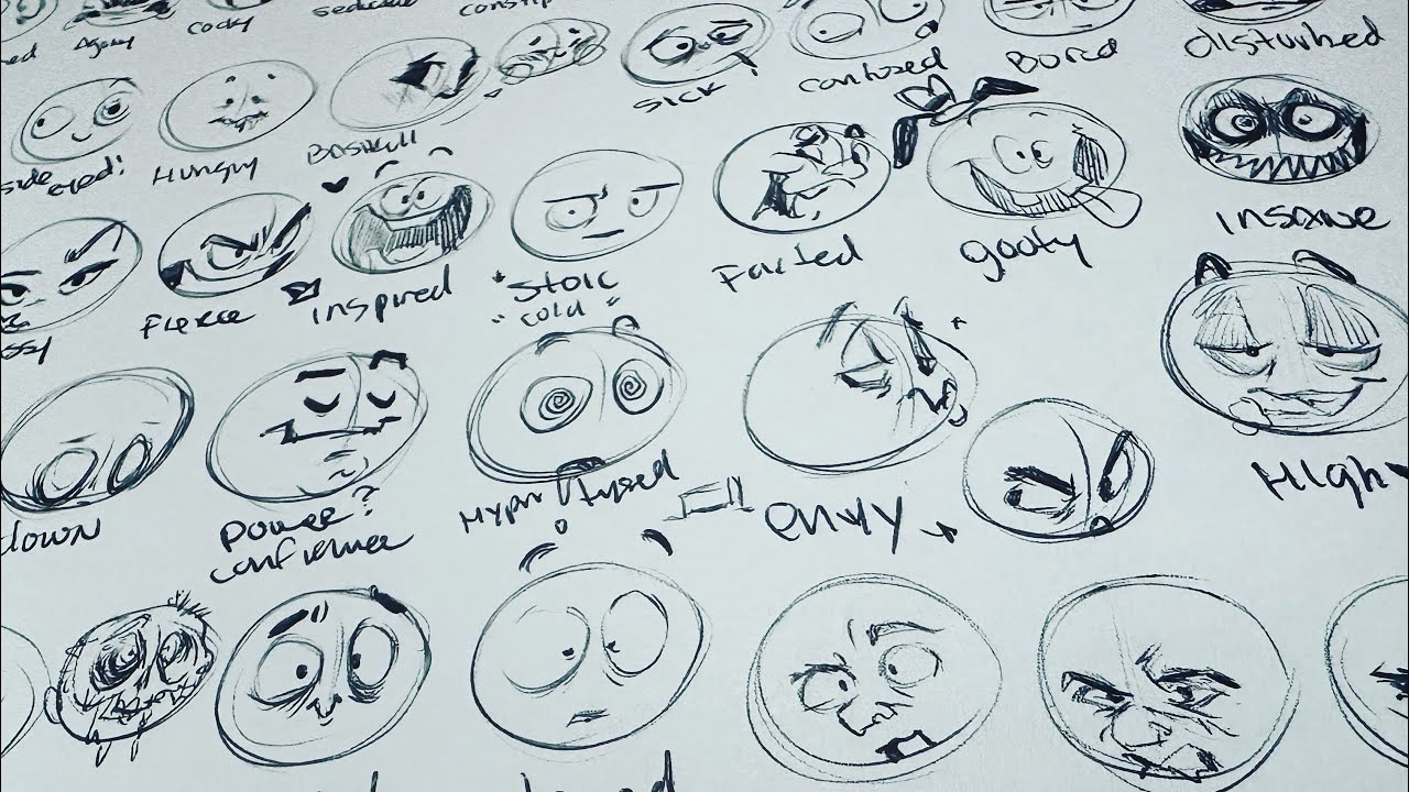 How to draw 70+ different expressions! An example of how to apply basic anatomy to faces