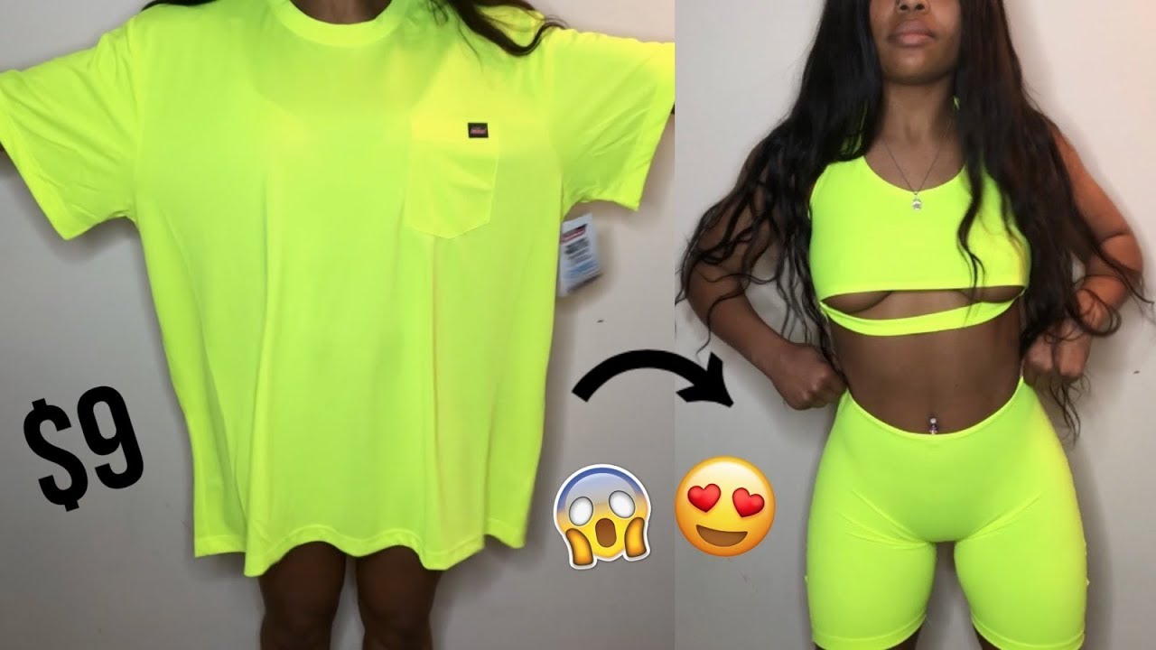 DIY $9 Oversized T-Shirt to Two Piece Set | Clothing Hacks | DIY Clothing Transformations