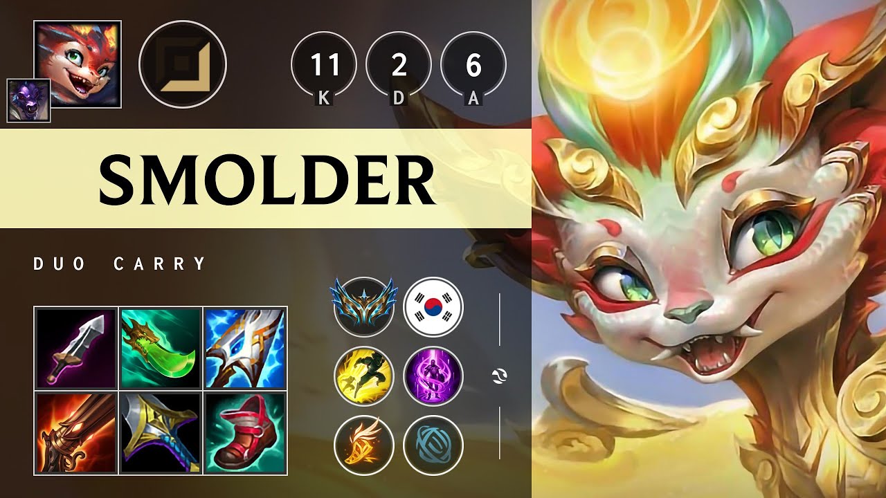 Smolder ADC vs Ziggs: Pentakill, Dominating - KR Challenger Patch 14.17