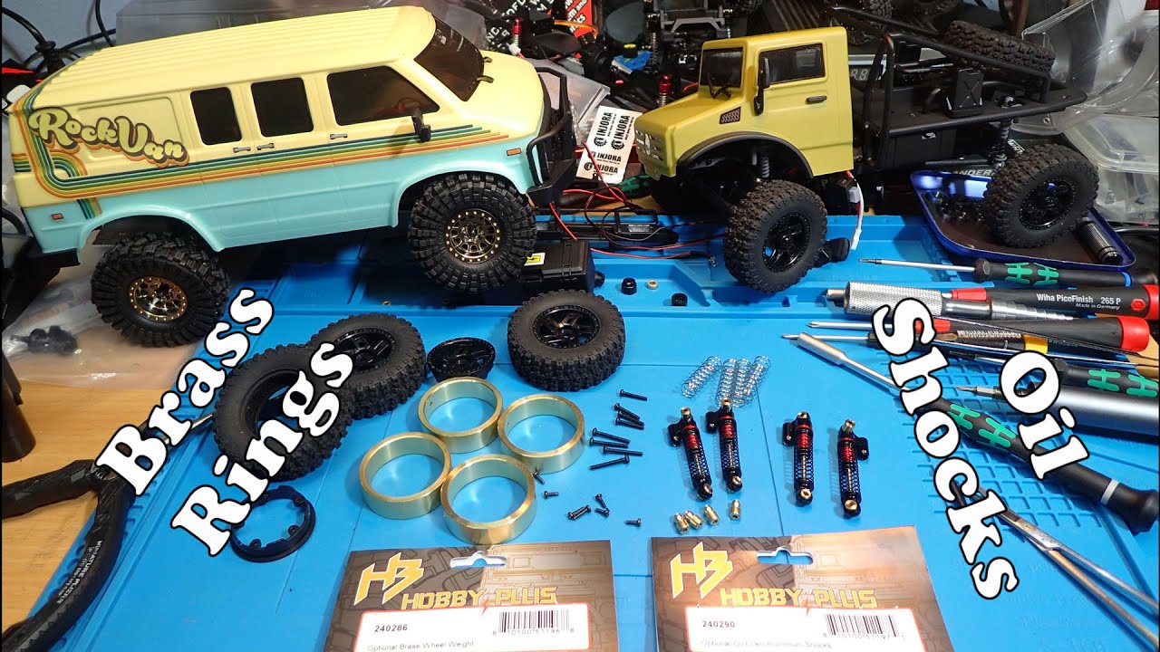 Hobby Plus Metal Oil Shocks and Brass Rings for CR-18P Rock Van and Trail Hunter - good!