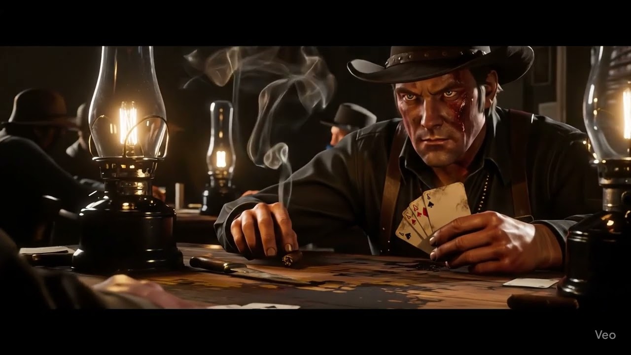 High Stakes in a Smoky Saloon | Western Poker Scene