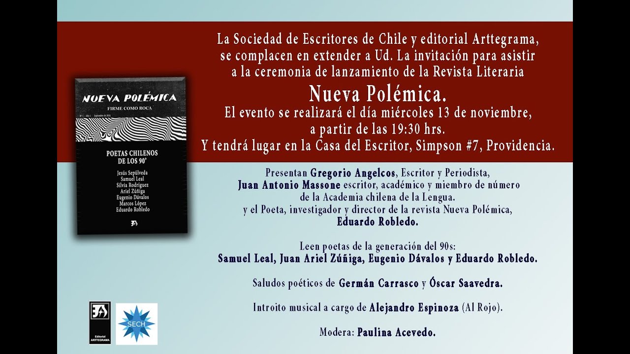 Presentación del escritor Eduardo Robledo en lanzamiento de revista 