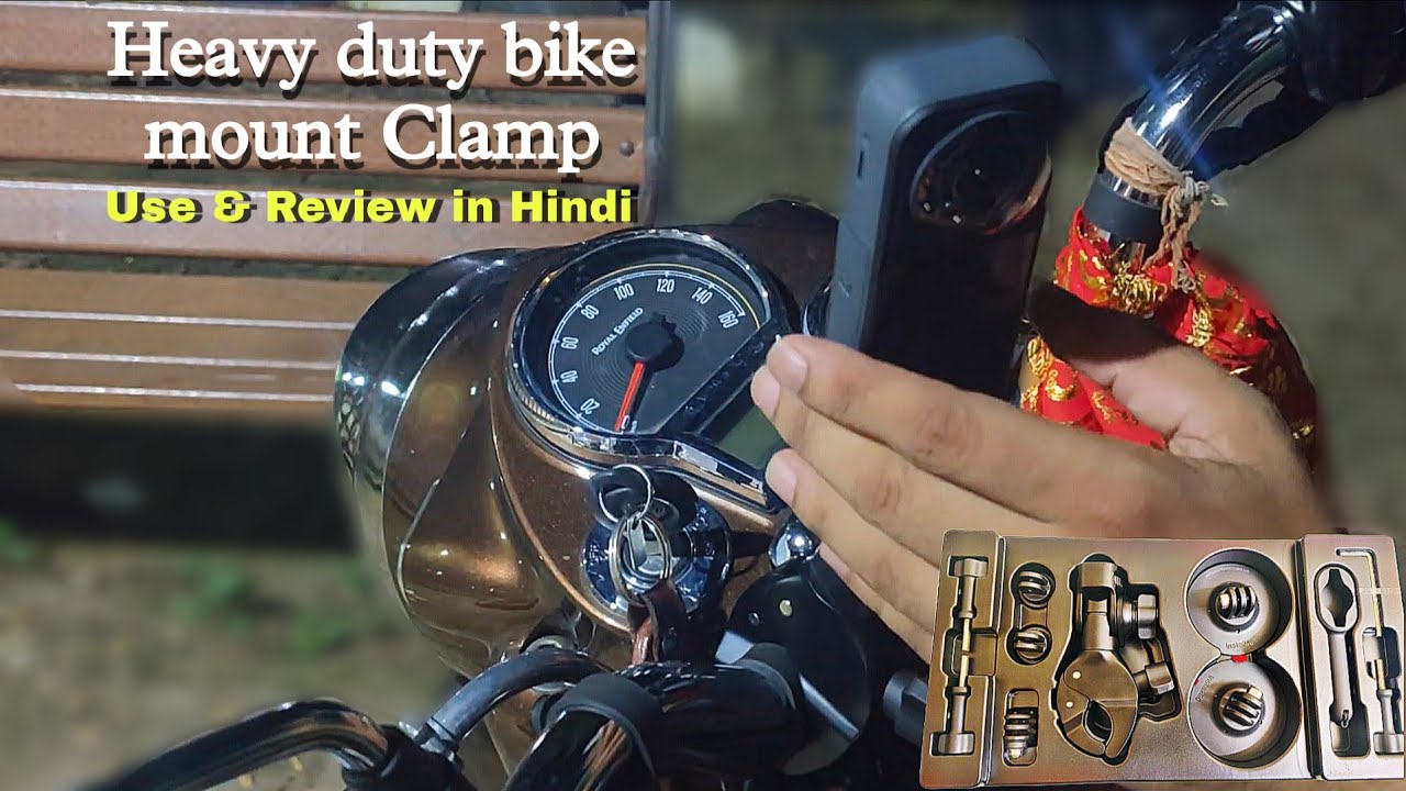 Insta 360 x5 heavy duty Bike Mount set-up on  Royal Enfield classic 350 review in Hindi 