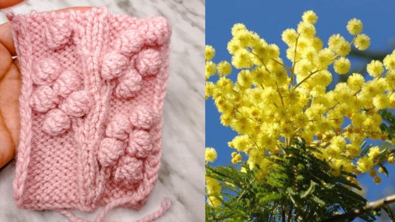 punto flor #MIMOSA - #TEJIDO en dos agujas