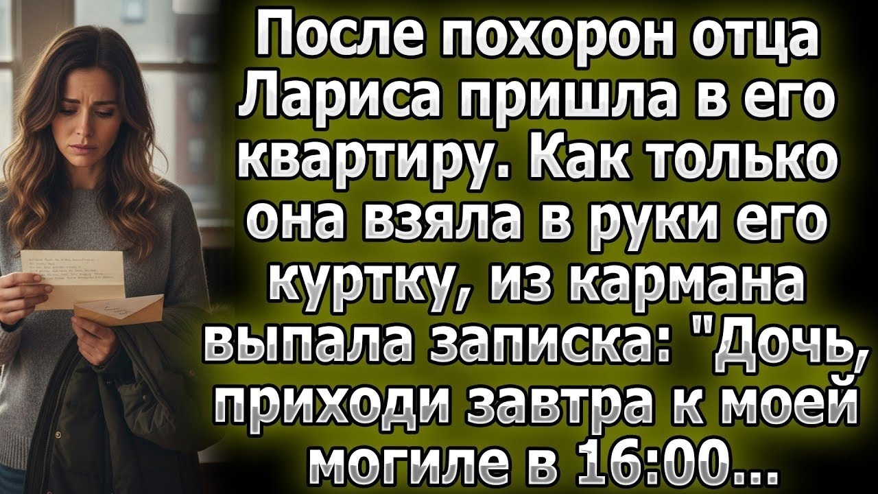 После похорон Лариса нашла в куртке отца записку: «Дочь, приди завтра к моей могиле в 16:00...