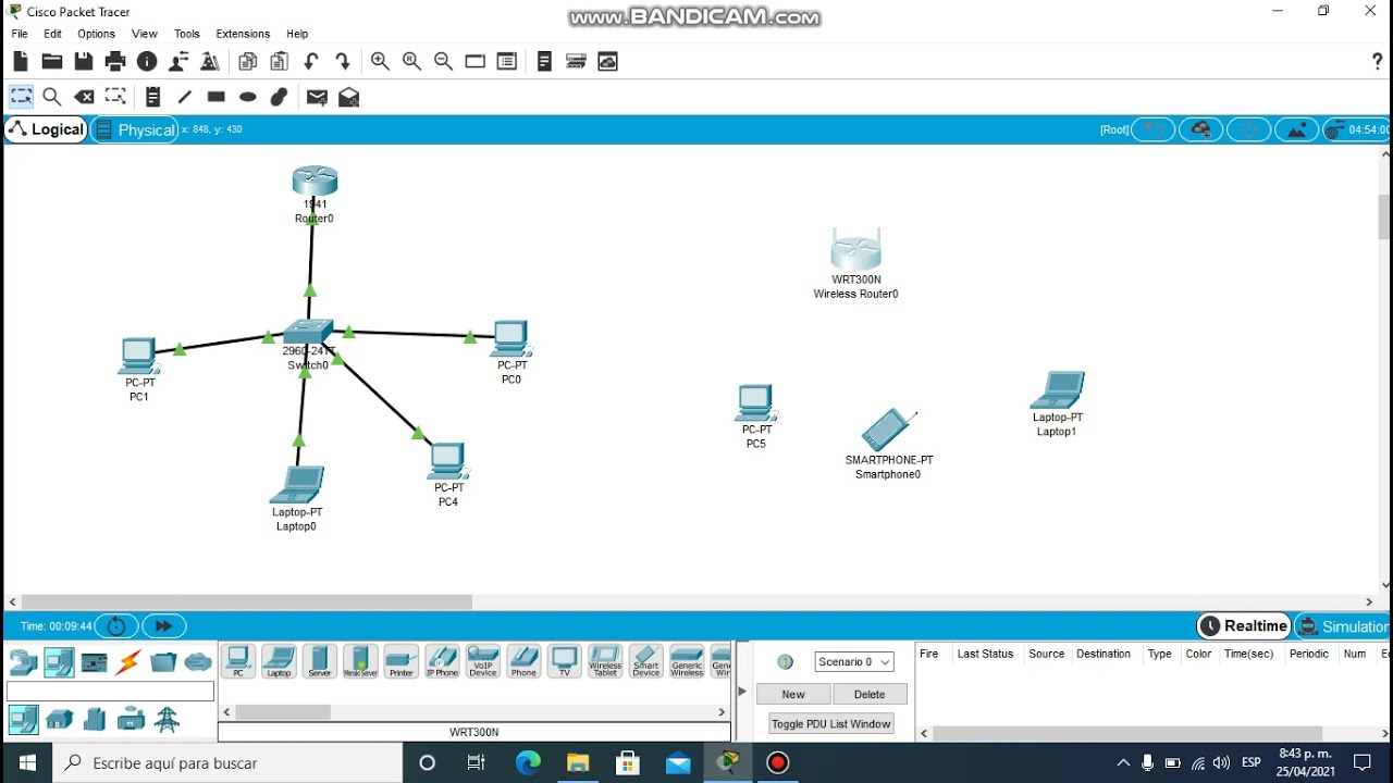 Simulación de redes (LAN-Cableadas e Inalámbricas)- CISCO PACKET TRACER