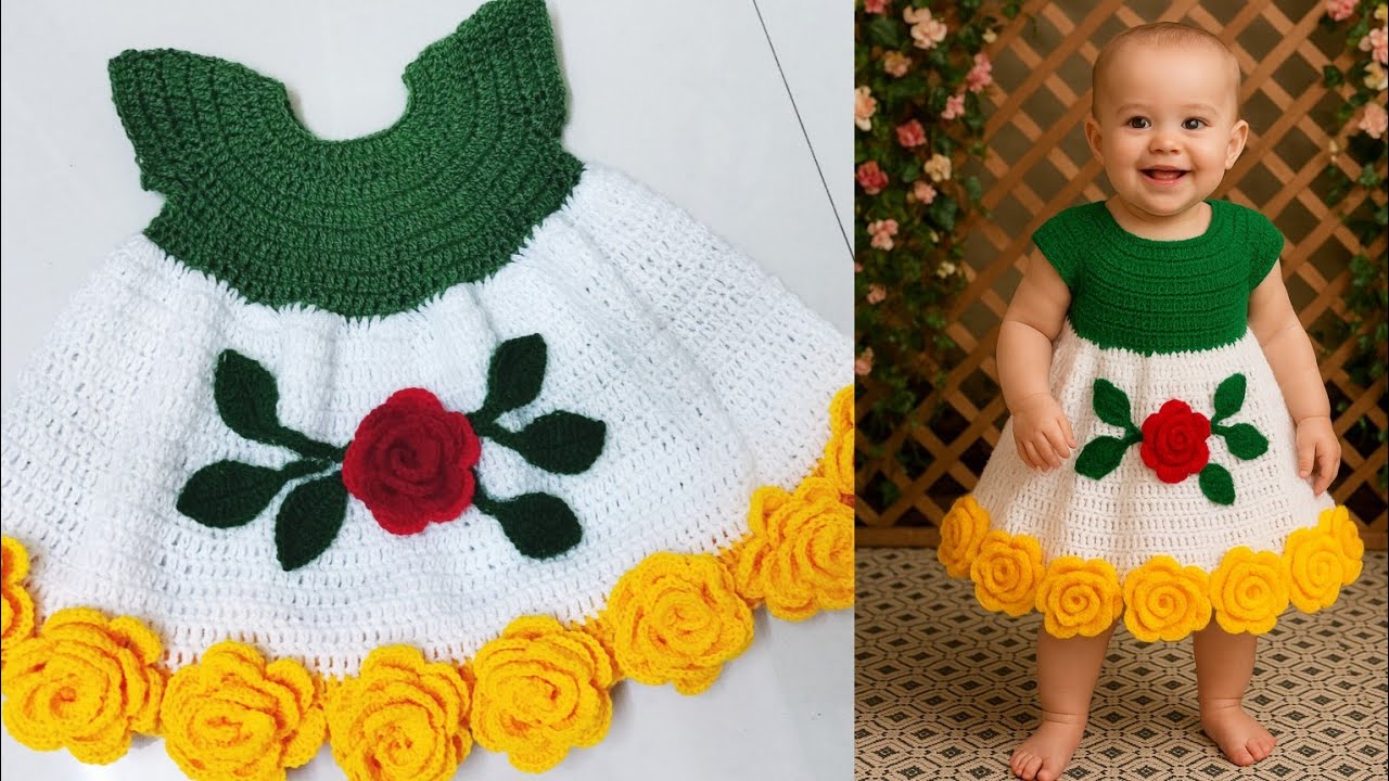 Crochet beautiful frock/ Princess dress for girls..ALL SIZE...