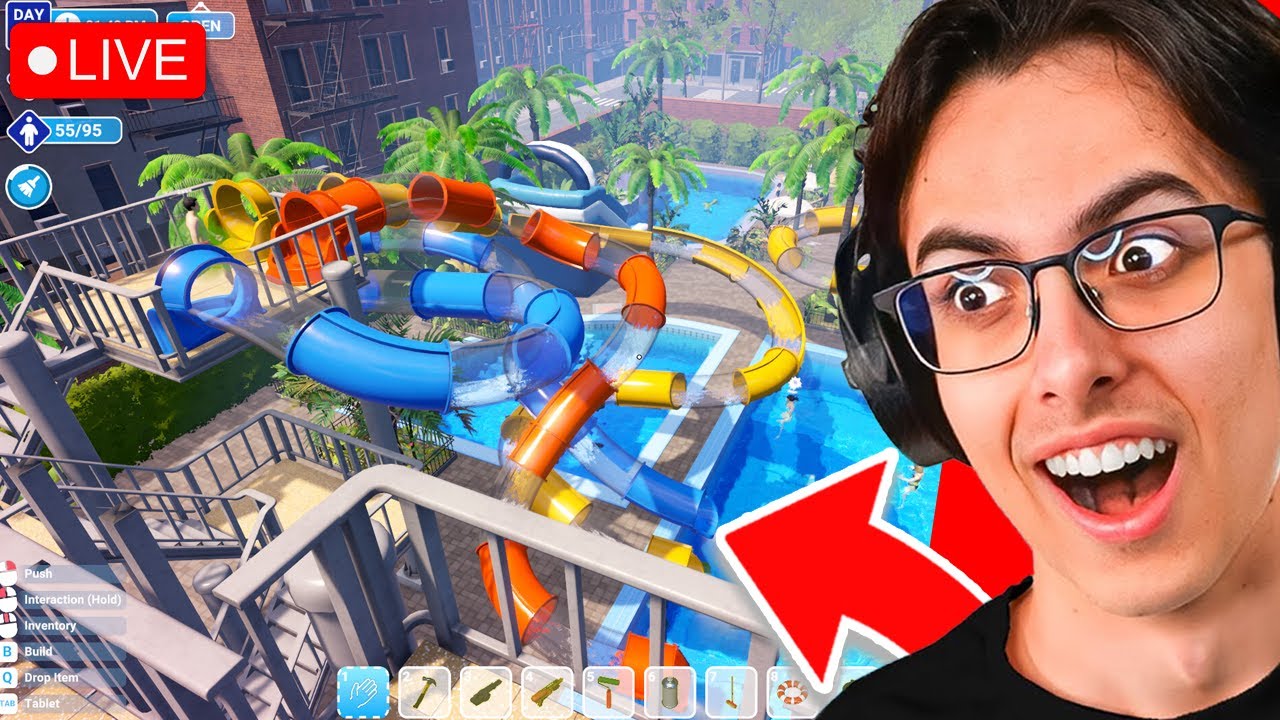 🔴 LIVE STREAM! - FINISHING WATERPARK SIM! VARIETY GAMING! (LOSING MY MIND)